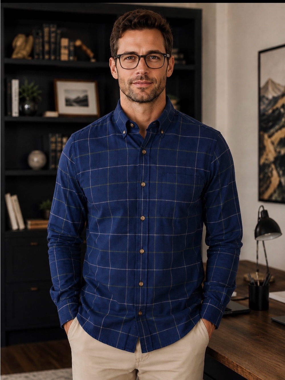 NWT William Rast Men’s Blue Plaid Button Down Shirt – Long Sleeve Casual